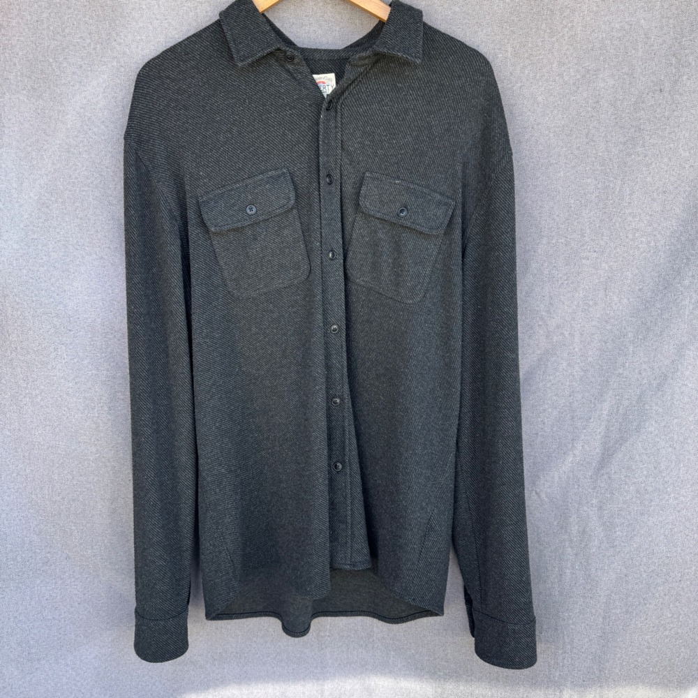 Faherty Sweater Shirt XL Grey Mens Herringbone Knit Stretch Button Down - Picture 1 of 14